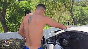 Colombian fucks in public car wash with big cock guy – Athenea Rose & Max Betancur
