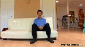 Wife helps cuckold husband prepare for fucking another man in POV.