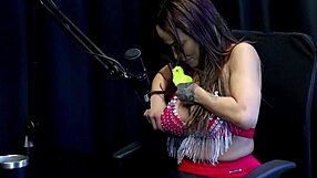 Amateur brunette Belinha Baracho flashes tits in sheer red lingerie during outdoor interview