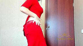 Beautiful Milf Angela Shakes Huge Ass in Red Panties