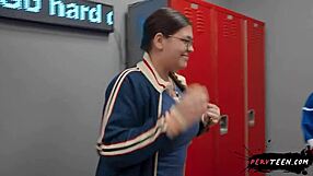 Big ass teen 18+ seduces cameraman in the locker room