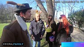 Mia Trejsi Teases Double Vaginal with Katy Rose in Easter Foursome