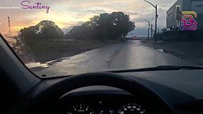 almost caught flashing huge cock in public car with police husband