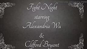 Alexandria Wu fights Clifford Bryant in interracial wrestling fuck