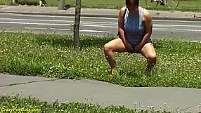Redhead BBW MILF Urinates Outdoors In Public View