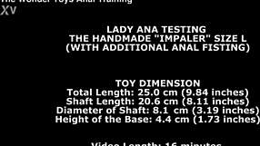 Lady Ana testing the handmade impaler size L with additional anal fisting TWt352.