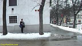 Redhead BBW MILF Urinates Outdoors In Public View