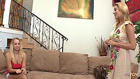 blonde cougar pleasures beautiful girl to orgasm