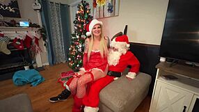 Santa face fucks blonde