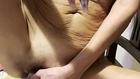 wife explores big dildos in solo masturbation session