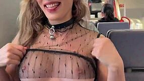 On a Train in a Sheer Top Playing with My Nipples While People Sit Behind Me