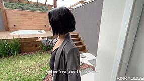 Beautiful big ass agent shows skills to close deal