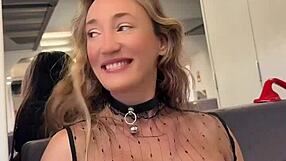 On a Train in a Sheer Top Playing with My Nipples While People Sit Behind Me