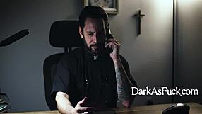 Chubby young teen with natural tits enters church. She makes old priest break his oath.