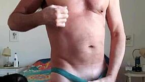 i'm pervy papifachero playin with my big daddy boner bulge in turquoise thong and just rubbin my frenum in the shower