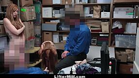 Slutty Redhead Stepmom And Stepdaughter Strip Searched Together In Garage