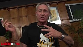 Two Older Guys Take Turns Fucking the Busty Blonde Doggystyle