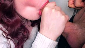 She gives a public blowjob on the balcony