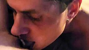 Driftwood and Barefoot Kontessa engage in detailed oral sex on her shaved pussy.