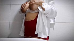 Office girl indulges in private bathroom moment