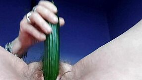 oma fucks hairy pussy with cucumber
