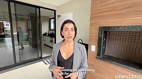 Beautiful big ass agent shows skills to close deal