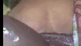 Ebony Babe Plays With Pussy Using Big Dildo