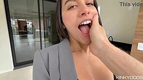 Beautiful big ass agent shows skills to close deal