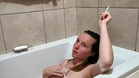 relaxing bath smoking session with cute girl next door
