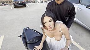 Cheerleader Bent Over Motorcycle