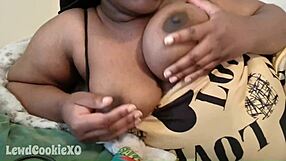 Licking and sucking my big ebony titties feels so good