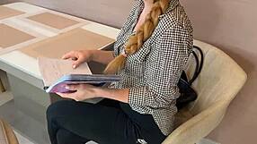 Russian amateur seduced and fucked her old teacher with big tits and tight pussy.