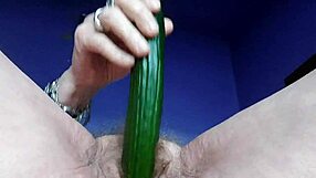 oma fucks hairy pussy with cucumber