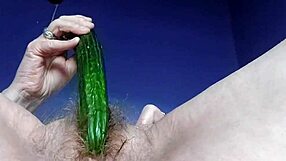 oma fucks hairy pussy with cucumber