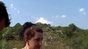 Neglected Brunette Milf Fucked in Woods by Two Horny Strangers