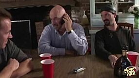 The husband seeks excitement and shares his wife in a gangbang.