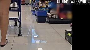 filming a blonde in the market