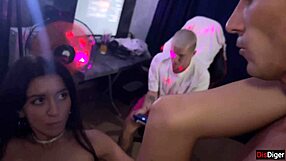 Wife humiliates cuckold husband fucks friends at home party