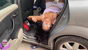 chica with big natural tits enjoys public car parking