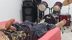 Man strokes his big cock solo in front of camera