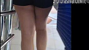 filming a blonde in the market