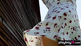 Big-boobed blonde Canadian milf farmer Jenessa Dawn poses naked outdoors