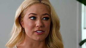 Clarke Kent and River Lynn's Big Tit Blondie Teen Rubs Tits and Body on Client During Slippery Massage