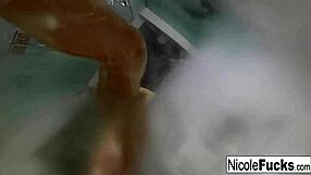 Nicole Aniston Showers Nude, Masturbating with Big Tits Exposed in Steamy Bathroom