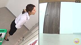 Japanese girl wets herself in bathroom