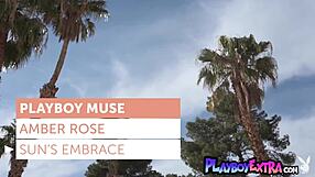 ebony teen amber rose removes her tiny bikini to cool down outdoors