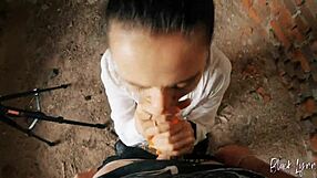 pov long haired teen facefucked in abandoned building