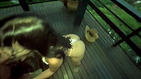 Skinny Stepdaughter Fucks Stepfather On Outdoor Porch, Ignoring Potential Onlookers