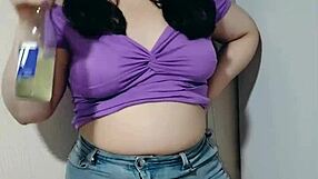 Nicole is teasing us before she stuffs her stomach with food in this pov video