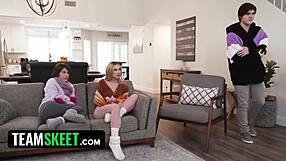 Teen girls let stepbrothers lick and fuck tight pussies